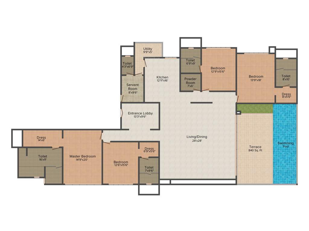 Marvel Cascada (4BHK+4T (4,820 sq ft) + Servant Room 4820 sq ft)