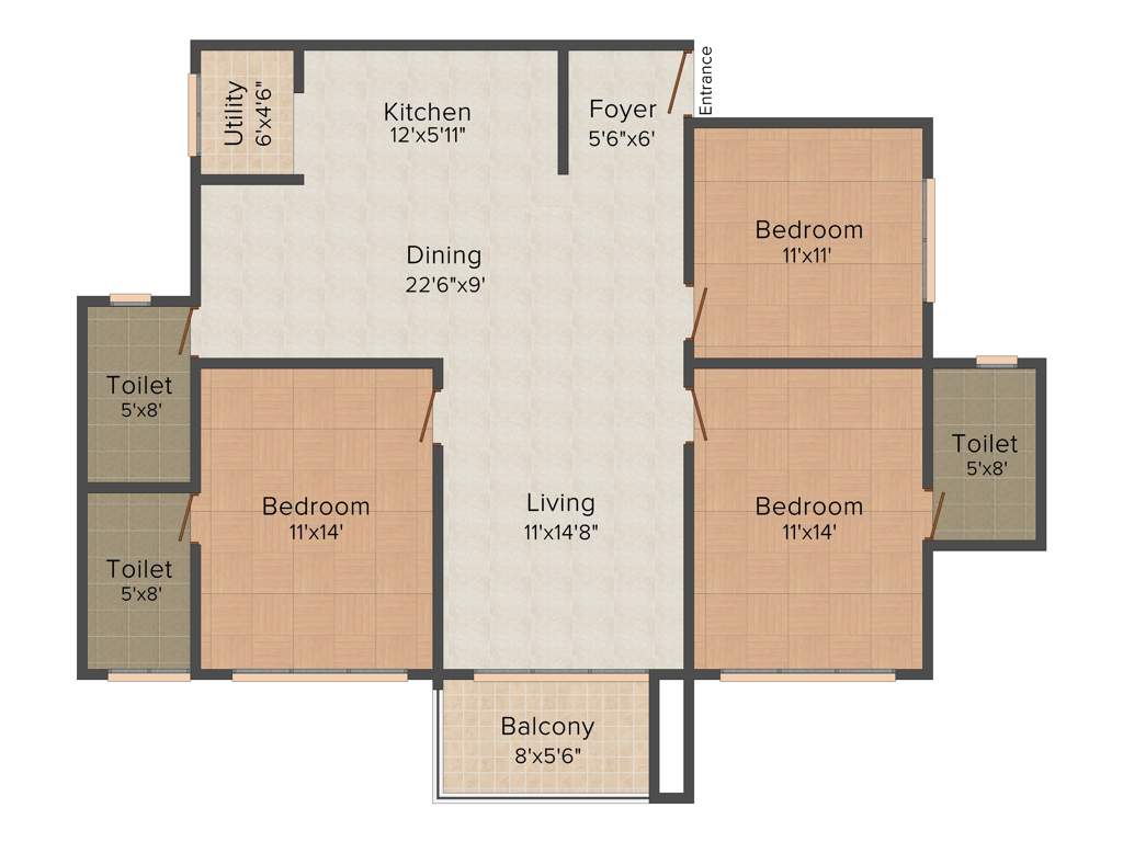 Srinivasa Sai Poorna Premier (3BHK+2T (1,535 sq ft) 1535 sq ft)