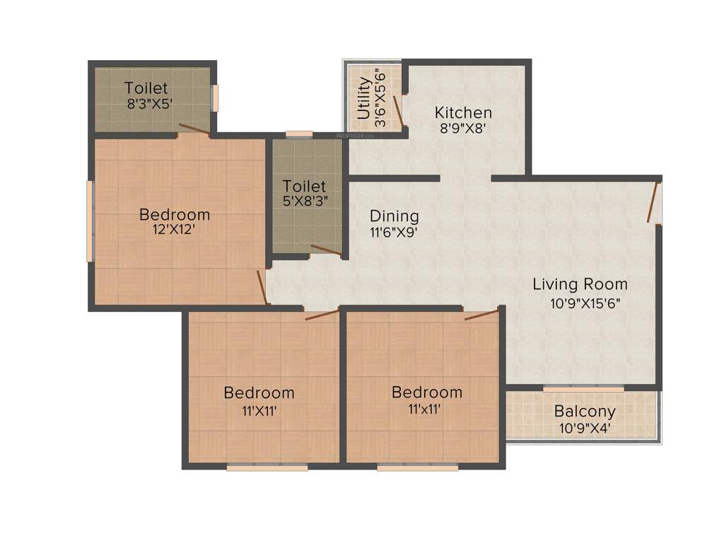 Provident Harmony (3BHK+2T (1,241 sq ft) 1241 sq ft)