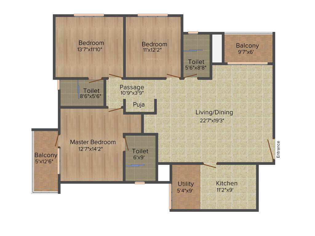 Prestige Bella Vista (3BHK+3T (1,938 sq ft) 1938 sq ft)