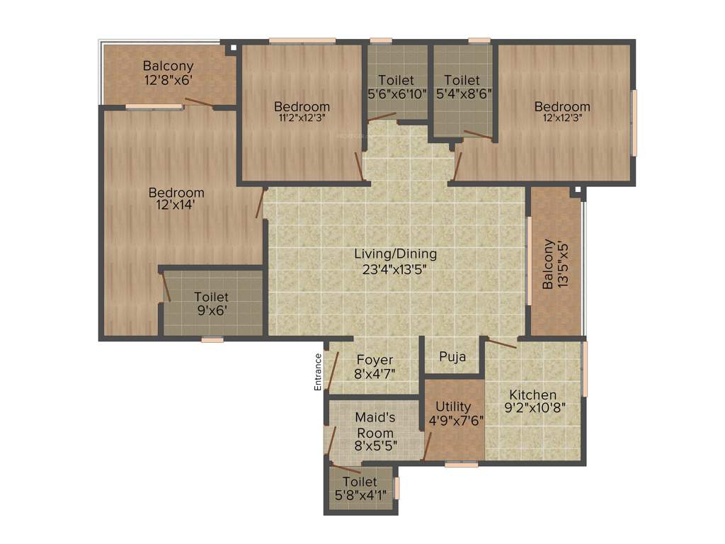 Prestige Bella Vista (3BHK+3T (1,990 sq ft) + Servant Room 1990 sq ft)