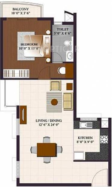 ETA Rosedale (1BHK+1T (905 sq ft) 905 sq ft)