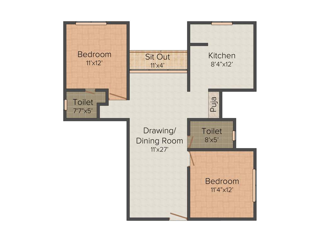 Indus Anantya (2BHK+2T (1,252 sq ft) 1252 sq ft)