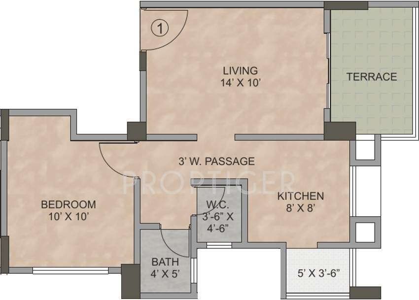 Kalpataru Serenity (1BHK+1T (592 sq ft) 592 sq ft)
