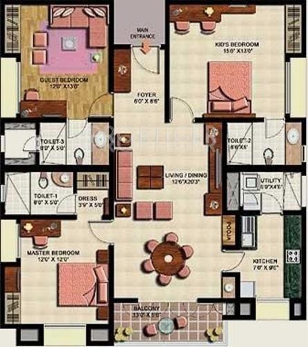  Eden Park (3BHK+3T (1,700 sq ft) 1700 sq ft)