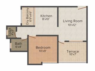 Pristine City (1BHK+1T (566 sq ft) 566 sq ft)