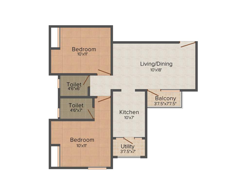 Doshi Oriana (2BHK+2T (940 sq ft) 940 sq ft)