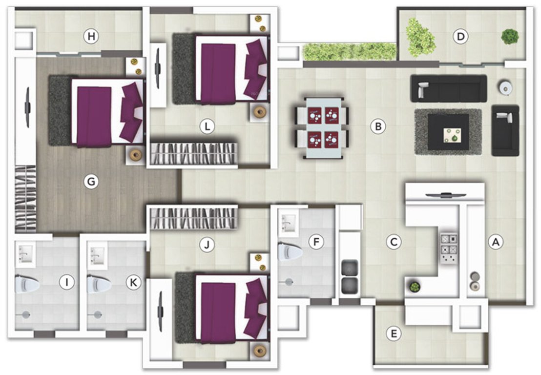 SJR Vogue Residences (3BHK+3T (1,730 sq ft) + Pooja Room 1730 sq ft)