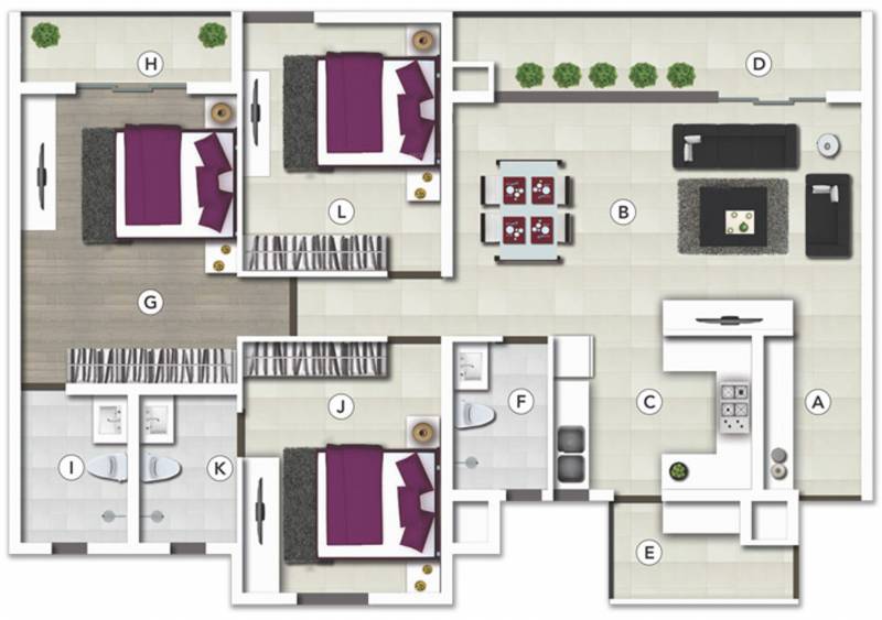 SJR Vogue Residences (3BHK+3T (1,775 sq ft) + Pooja Room 1775 sq ft)