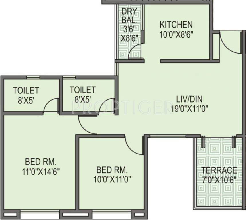 Goel Ganga Estoria (2BHK+2T (960 sq ft) 960 sq ft)