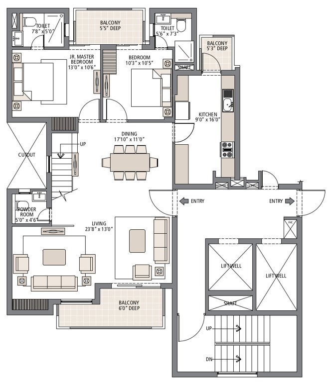  gurgaon greens Floor Plan Lower Level Penthouse Plan