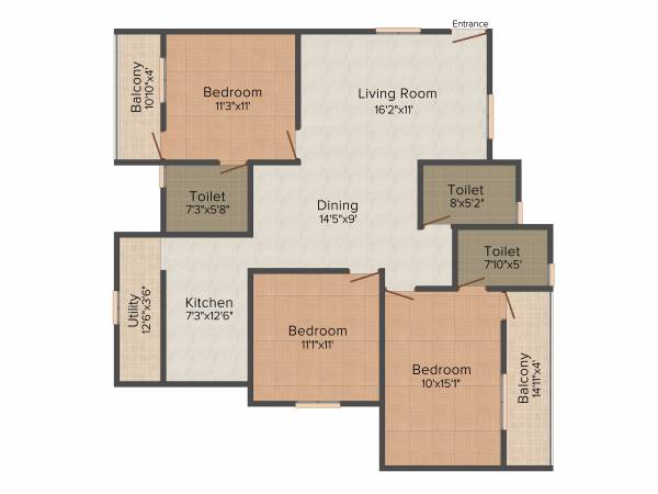 Shanders Dwellington (3BHK+3T (1,350 sq ft) 1350 sq ft)