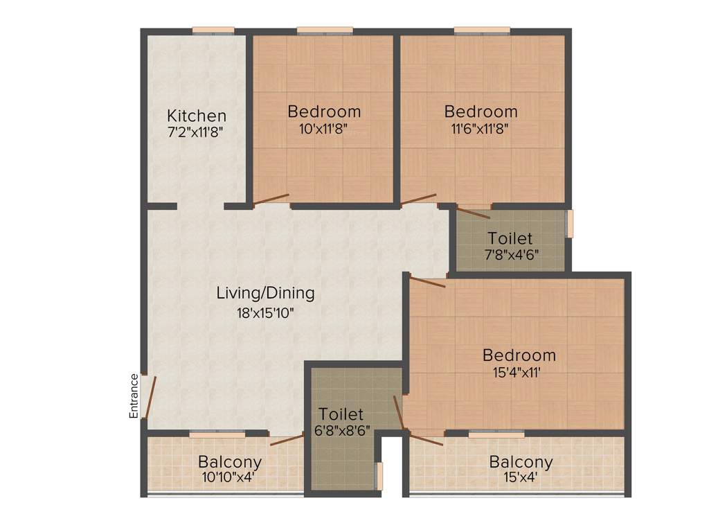 Shanders Dwellington (3BHK+2T (1,100 sq ft) 1100 sq ft)