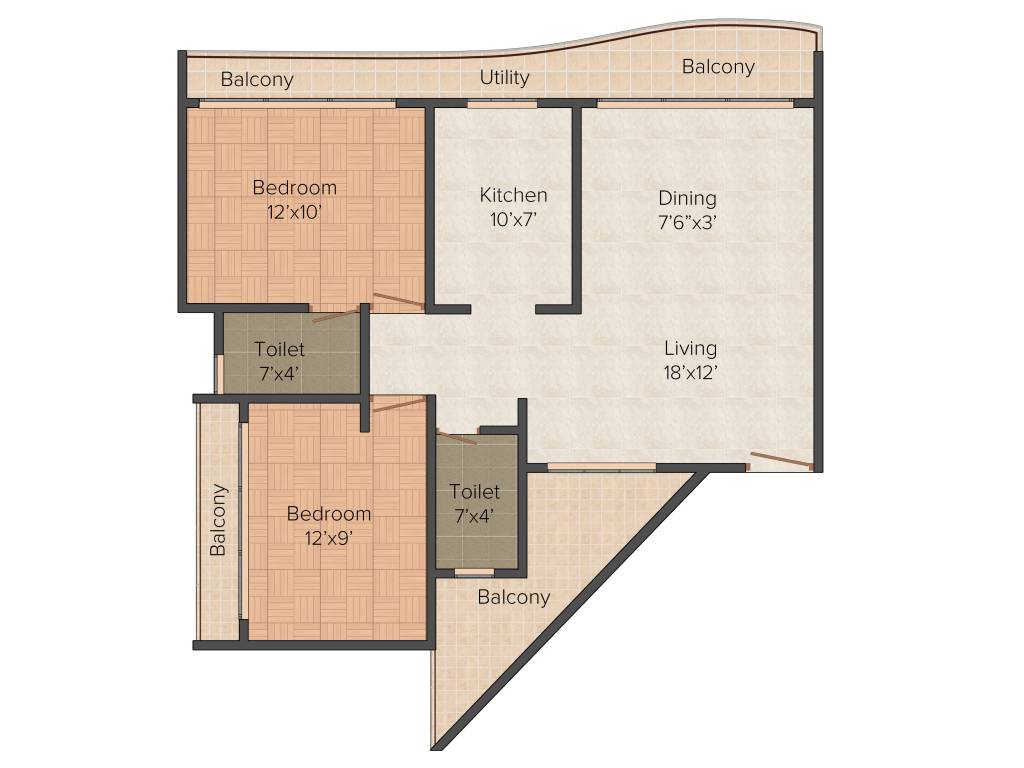 Nath Elite Heights (2BHK+2T (1,165 sq ft) 1165 sq ft)