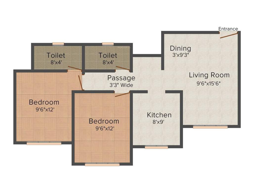 Agarwal Meadows (2BHK+2T (1,025 sq ft)   Pooja Room 1025 sq ft)