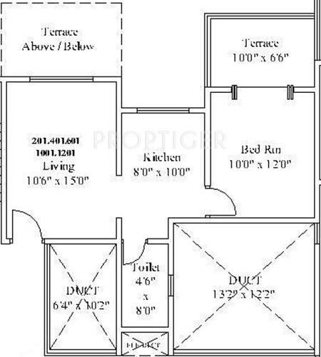 Mark Celebrations County (1BHK+1T (595 sq ft) 595 sq ft)
