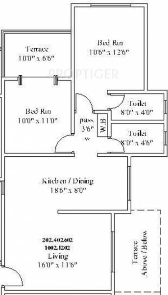 Mark Celebrations County (2BHK+2T (997 sq ft) 997 sq ft)