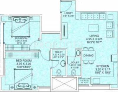 Yugal Nandala (2BHK+2T (964 sq ft) 964 sq ft)