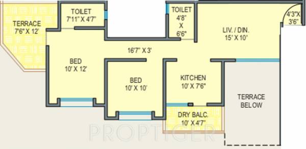 Karan Goldcoast (2BHK+2T (956 sq ft) 956 sq ft)