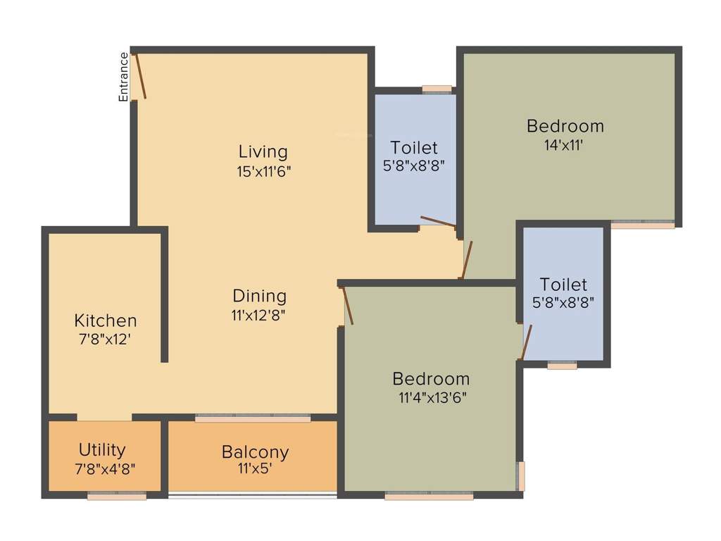 Prestige Silver Crest (2BHK+2T (1,532 sq ft) 1532 sq ft)