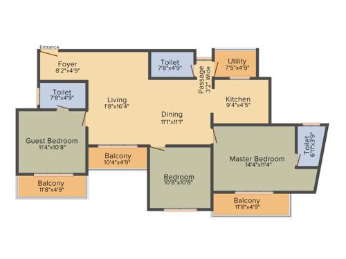 Concorde Manhattans (3BHK+3T (1,585 sq ft) 1585 sq ft)