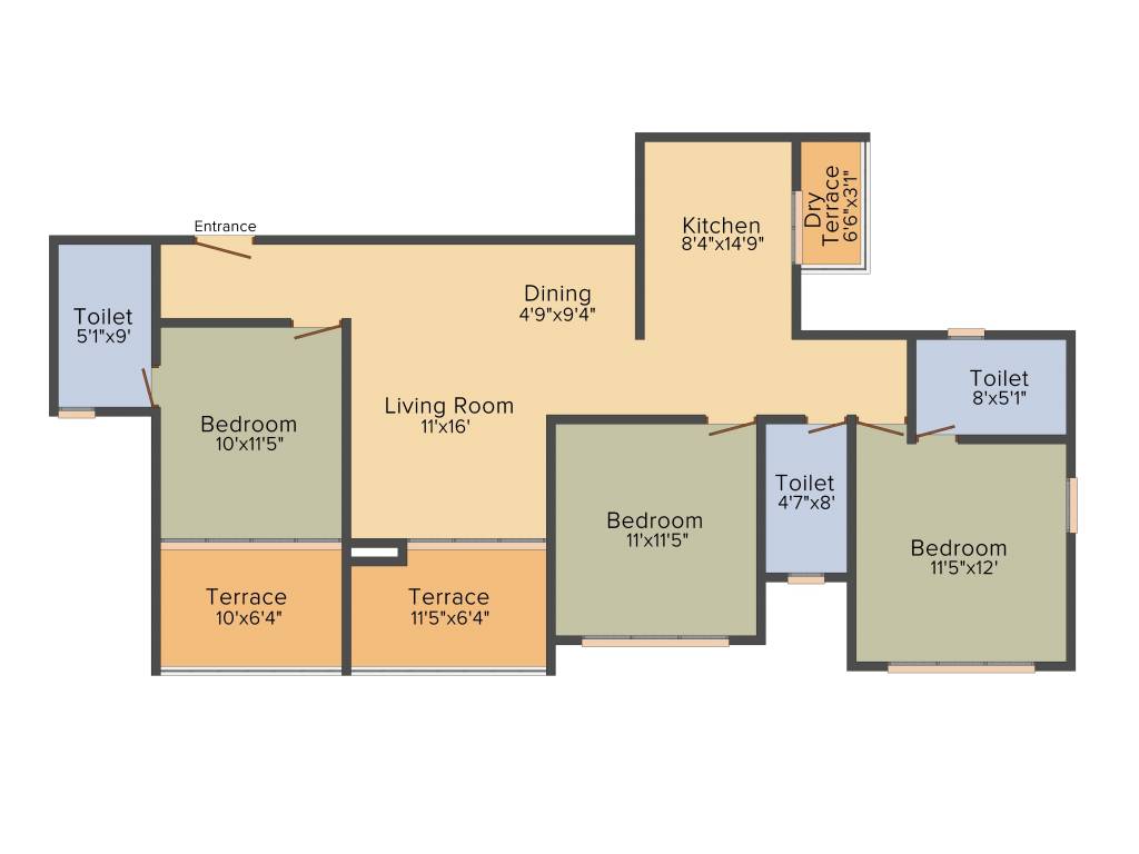 Kumar Piccadilly (3BHK+3T (1,421 sq ft) 1421 sq ft)