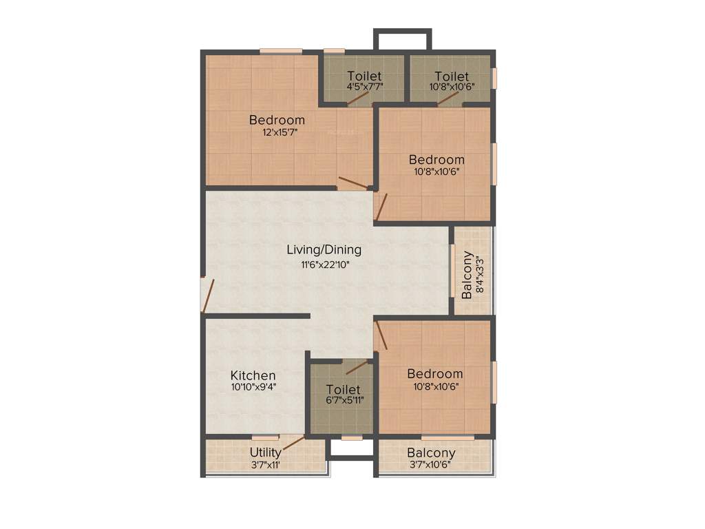 Mahaveer Rhyolite (3BHK+3T (1,364 sq ft) 1364 sq ft)