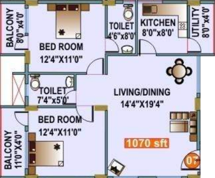 Mahaveer Thrishla (2BHK+2T (1,070 sq ft) 1070 sq ft) Mahaveer Thrishla (2BHK+2T (1,070 sq ft) 1070 sq ft)