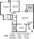 Pride Purple Park Turquoise (2BHK+2T (1,200 sq ft) 1200 sq ft)