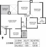 Pride Purple Park Turquoise (3BHK+2T (1,385 sq ft) 1385 sq ft)