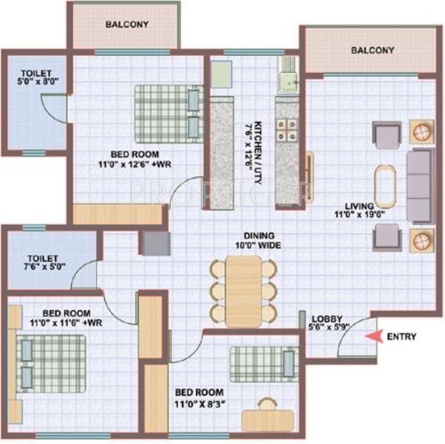 Nishant Pride (3BHK+2T (1,445 sq ft) 1445 sq ft)