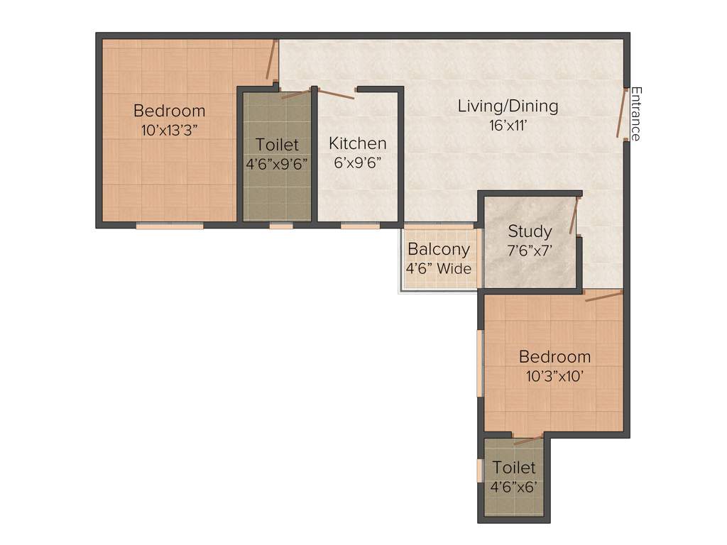Siddha Town Madhyamgram (2BHK+2T (1,055 sq ft) + Study Room 1055 sq ft)