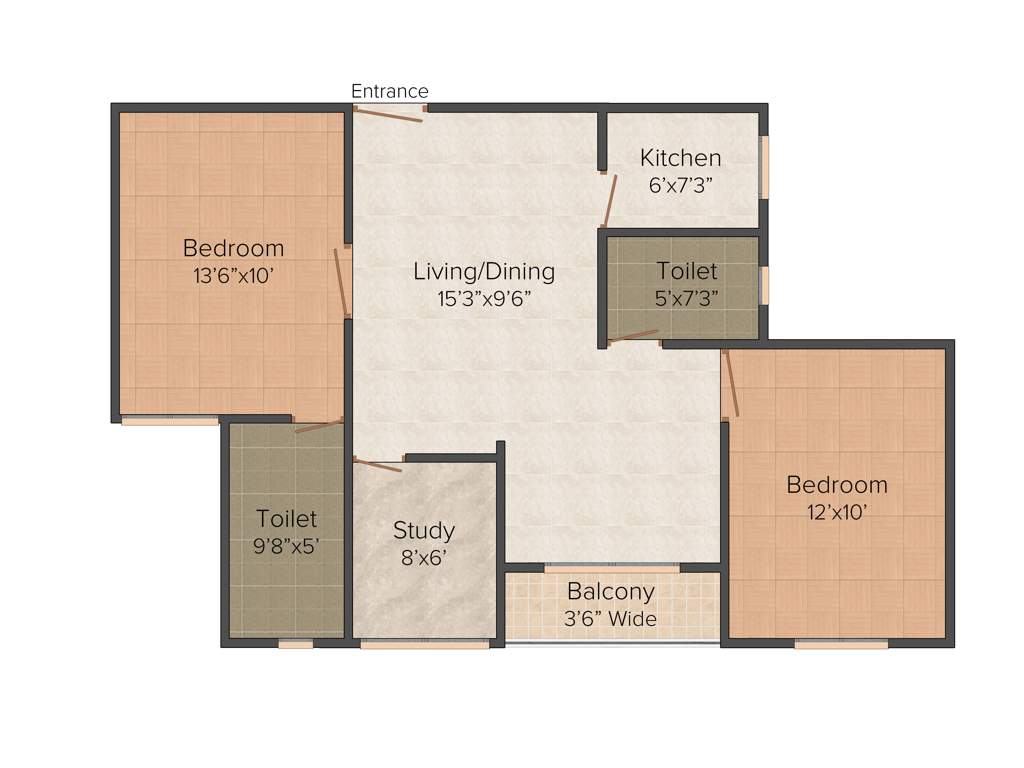 Siddha Town Madhyamgram (2BHK+2T (1,020 sq ft) + Study Room 1020 sq ft)
