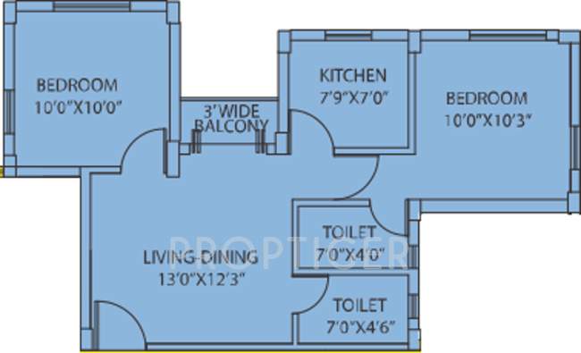 Siddha Town Madhyamgram (2BHK+2T (815 sq ft) + Study Room 815 sq ft)