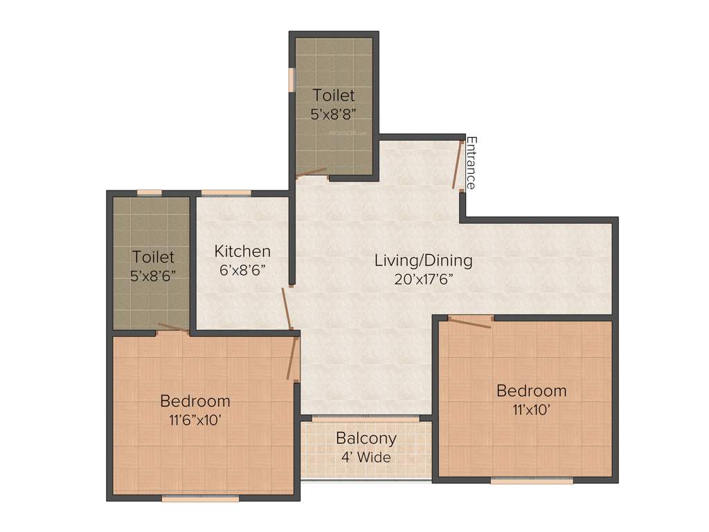 Siddha Town Madhyamgram (2BHK+2T (935 sq ft) + Study Room 935 sq ft)
