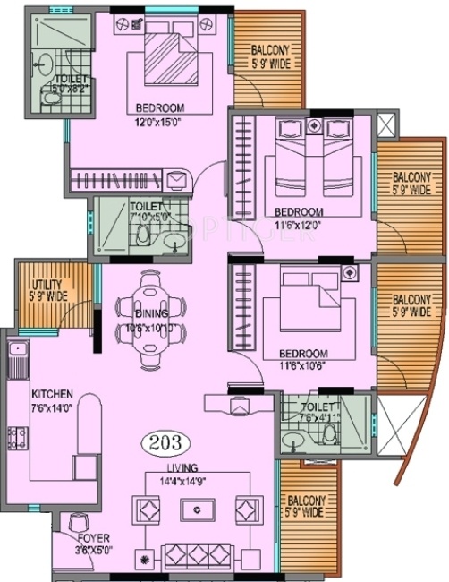 Hinduja Lake Front Estate (3BHK+3T (1,725 sq ft) 1725 sq ft)