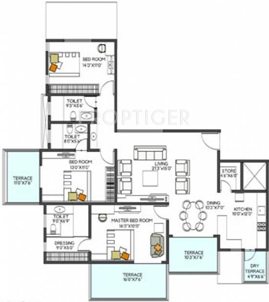 Pristine Shatrunjay (3BHK+3T (2,122 sq ft) 2122 sq ft)