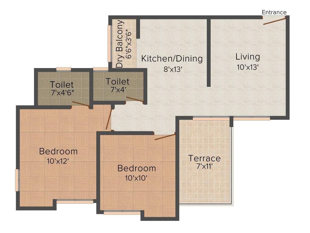 Pristine Neo City (2BHK+2T (858 sq ft) 858 sq ft)