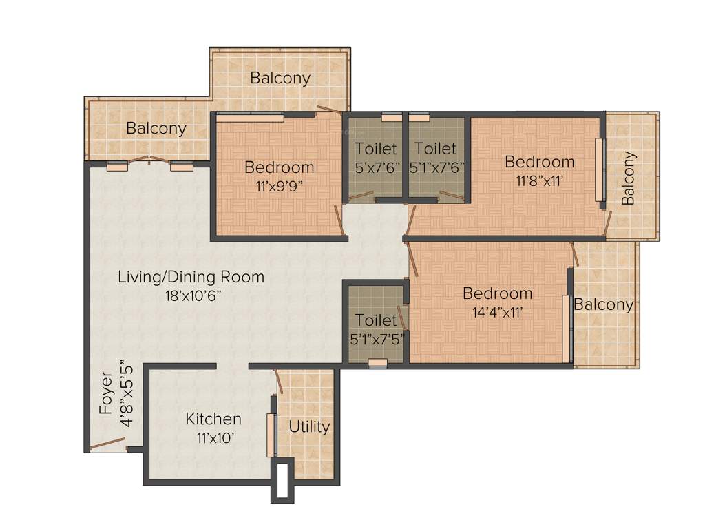 Esteem Enclave (3BHK+3T (1,887 sq ft) 1887 sq ft)
