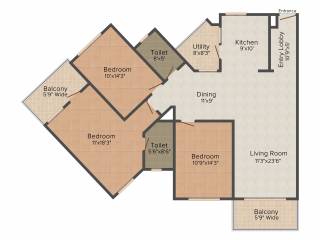 Skyline Beverly Park (3BHK+2T (1,690 sq ft) 1690 sq ft)