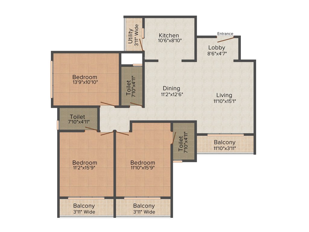Skyline Champagne Hills (3BHK+3T (1,618 sq ft) 1618 sq ft)