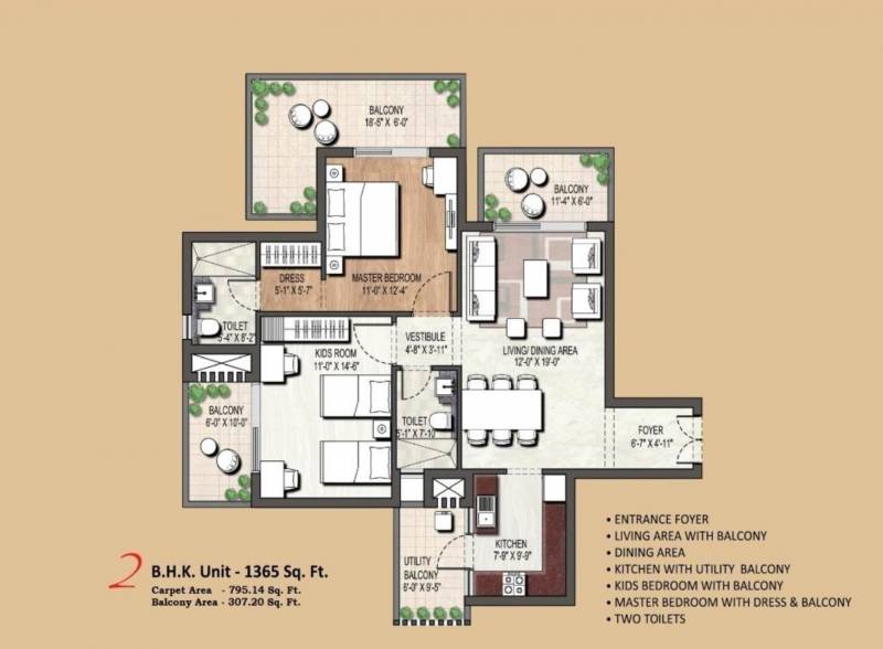 Assotech Blith (2BHK+2T (1,365 sq ft) 1365 sq ft)