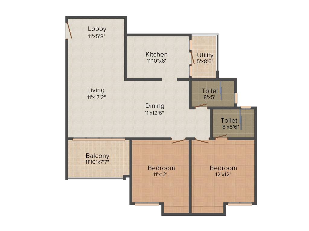 Valmark Abodh (2BHK+2T (1,330 sq ft) 1330 sq ft)