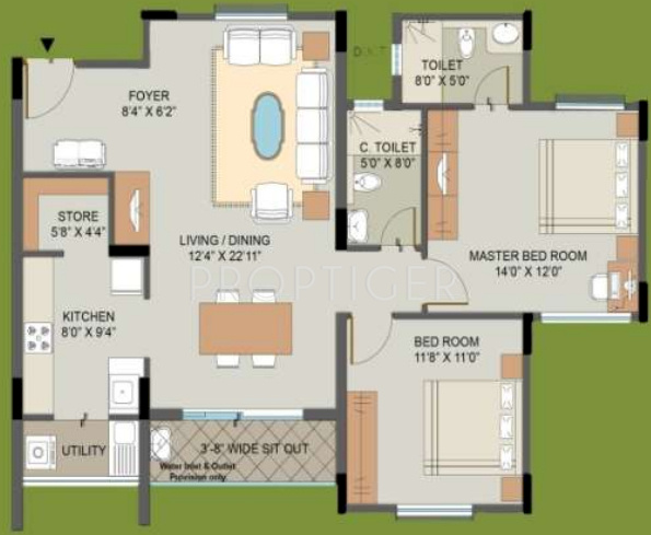 Valmark Ananda (2BHK+2T (1,185 sq ft) 1185 sq ft) Valmark Ananda (2BHK+2T (1,185 sq ft) 1185 sq ft)