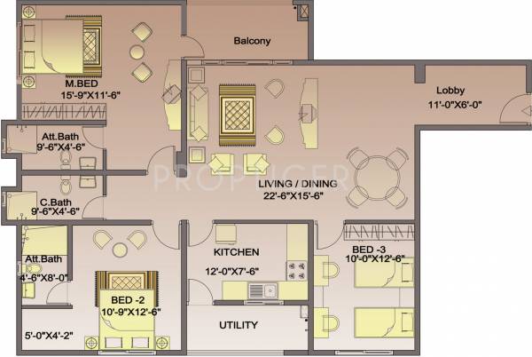 Daya Vivarta Maagan (3BHK+3T (1,747 sq ft) 1747 sq ft)