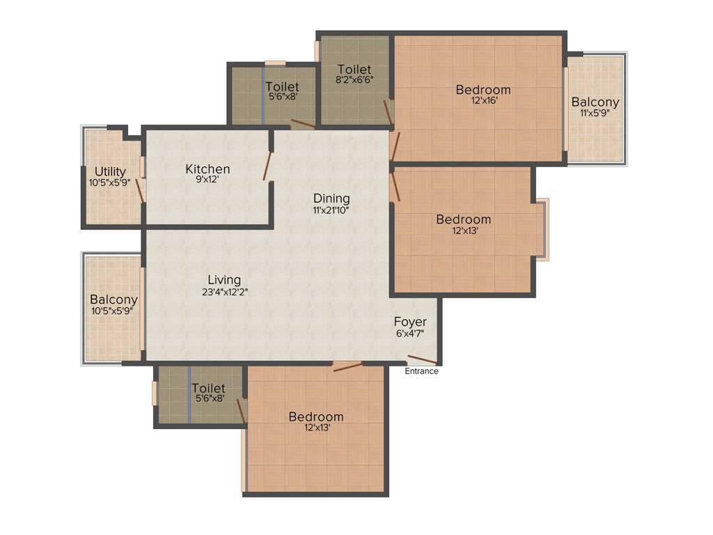 Purva Purva Atria Platina (3BHK+3T (1,959 sq ft) 1959 sq ft)