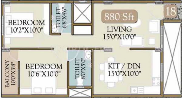 Radiant Reshan (2BHK+2T (880 sq ft) 880 sq ft)