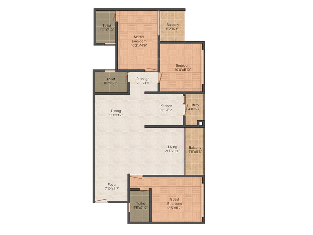 Bren Celestia (3BHK+3T (1,660 sq ft) 1660 sq ft)