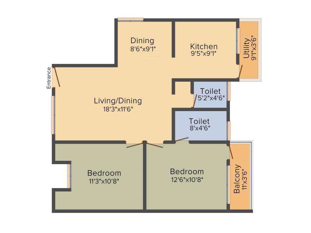 Aashrayaa Marvel (2BHK+2T (1,030 sq ft) 1030 sq ft)