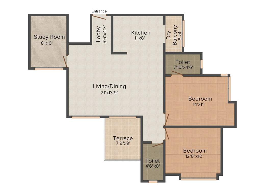 Vasudha Sai Eshanya 2BHK+2T (1,351 sq ft) + Study Room